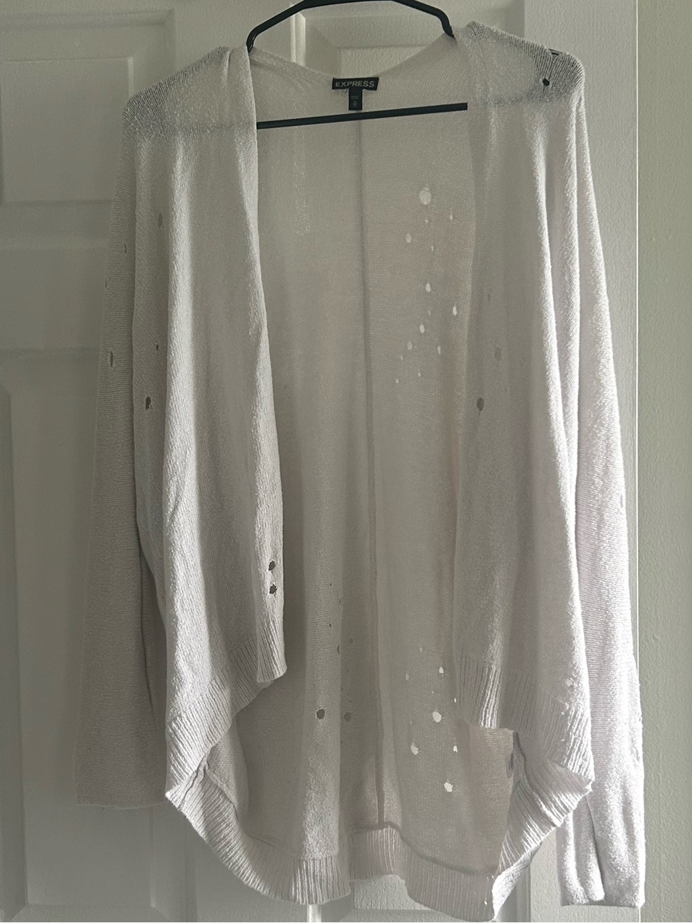 Express Open-Front Cardigan with Distressed Detail